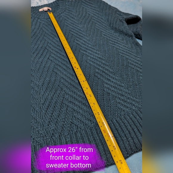 Warehouse One, BNWOT, dark teal/emerald green size LG, knitted style sweater - Picture 4 of 14